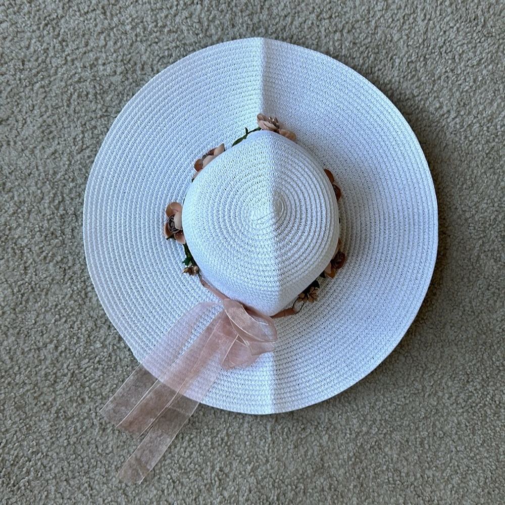 Boho Straw Hat with Flowers NWOT - Picture 12 of 14